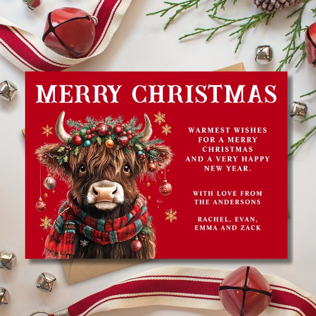 Cute Highland Cow Christmas Holiday Card (Creator Uploaded)