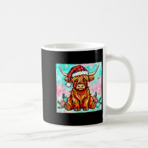 Cute Highland Cow Christmas Lights Merry Xmas Cows Coffee Mug