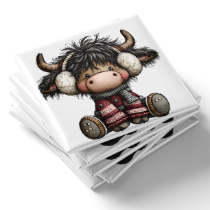 Cute Highland Cow Christmas Magnet
