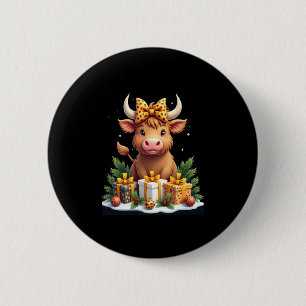 Cute Highland Cow Christmas Santa Highland Cow Lov 6 Cm Round Badge