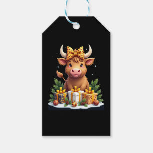 Cute Highland Cow Christmas Santa Highland Cow Lov Gift Tags