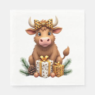 Cute Highland Cow Christmas Santa Highland Cow Lov Napkin