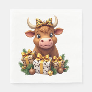 Cute Highland Cow Christmas Santa Highland Cow Lov Napkin