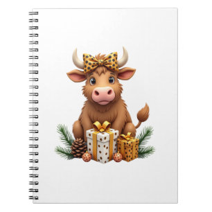 Cute Highland Cow Christmas Santa Highland Cow Lov Notebook