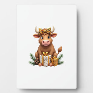 Cute Highland Cow Christmas Santa Highland Cow Lov Plaque
