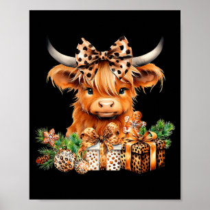 Cute Highland Cow Christmas Santa Highland Cow Lov Poster
