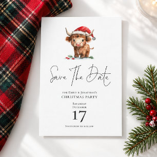 Cute Highland Cow Christmas Save the Date