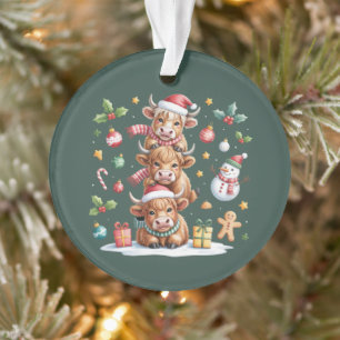 Cute Highland Cow Christmas Trees Hot Cocoa Cosy  Ornament