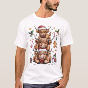 Cute Highland Cow Christmas Xmas Cosy Winter T-Shirt