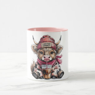 Cute Highland Cow Coffee Addict Funny Drink Coffee Mug