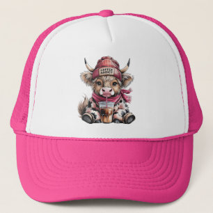 Cute Highland Cow Coffee Addict Funny Drink Coffee Trucker Hat