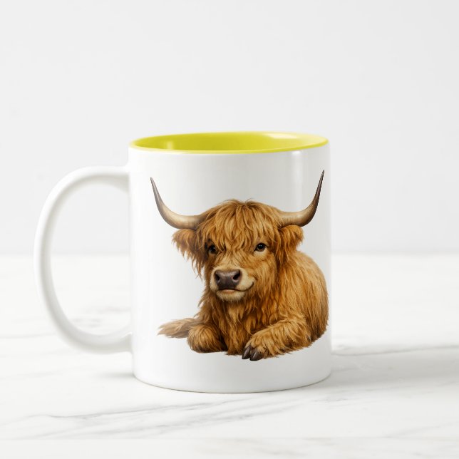 Cute Highland Cow Coffee Mug (Left)