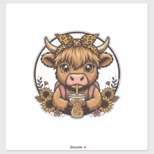 Cute Highland Cow Coffee Sunflower Vintage Shirt_1