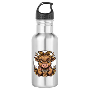 Cute Highland Cow Coffee Sunflower Vintage Shirt_1 532 Ml Water Bottle