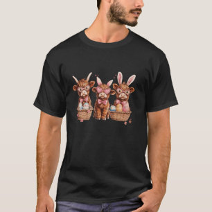 Cute Highland Cow Coquette Bow Easter Day Easter G T-Shirt