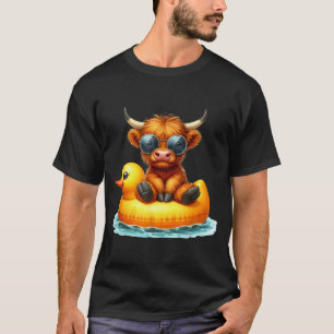 Cute Highland Cow Duck Ol Float Summer Vibes Swimm T-Shirt