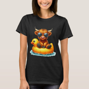 Cute Highland Cow Duck Ol Float Summer Vibes Swimm T-Shirt