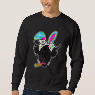 Cute Highland Cow Easter Bunny Cow Girls Easter Da Sweatshirt