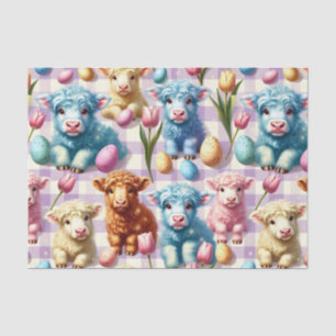 Cute Highland Cow Easter Pastel Eggs Tissue Paper