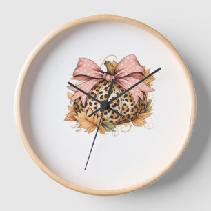 Cute Highland Cow Fall Autumn Girly Thanksgiving C Clock