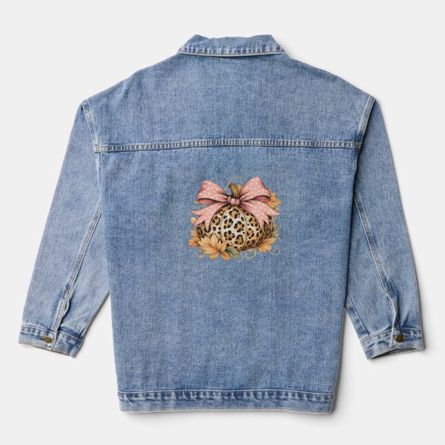 Cute Highland Cow Fall Autumn Girly Thanksgiving C Denim Jacket (Back)