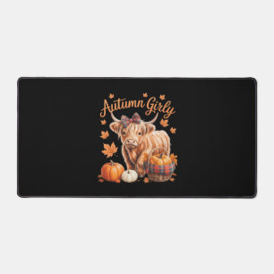 Cute Highland Cow Fall Autumn Girly Thanksgiving C Desk Mat