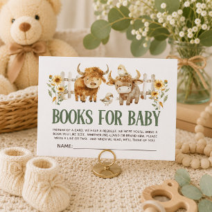 Cute Highland Cow Farm Animal Books Baby Enclosure Card