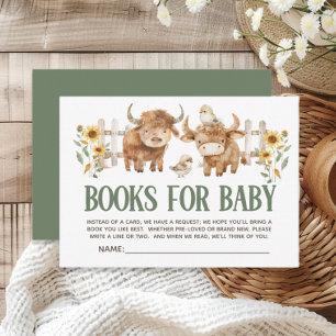 Cute Highland Cow Farm Animal Books Baby Enclosure Card