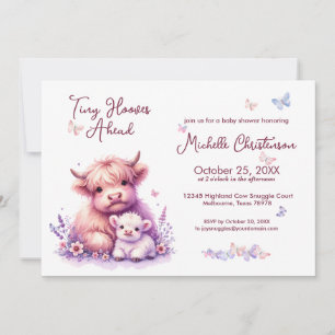 Cute Highland Cow Floral Baby Shower Invitation