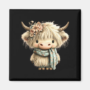 Cute highland cow floral boho farm animal cowgirl magnet