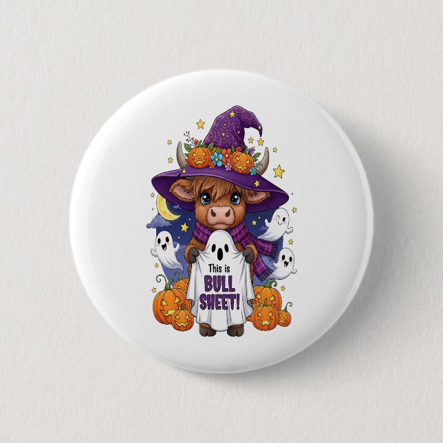 Cute Highland Cow Halloween 6 Cm Round Badge (Front)