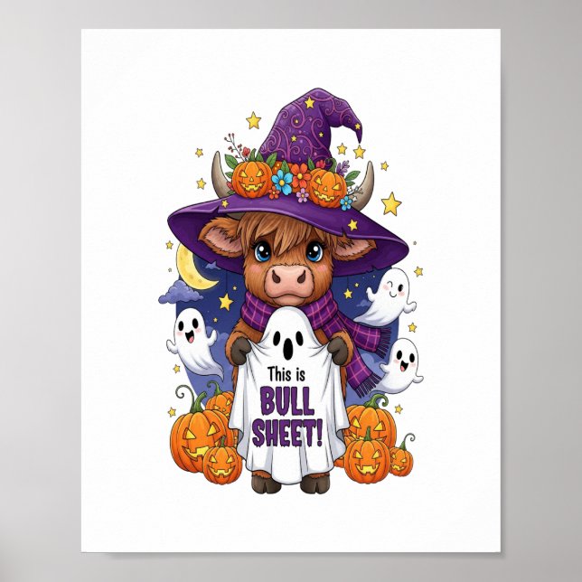 Cute Highland Cow Halloween Poster (Front)