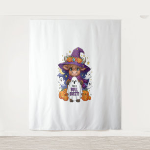 Cute Highland Cow Halloween Tapestry