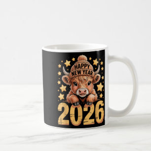 Cute Highland Cow Happy New Year 2026 Tee Funny An Coffee Mug