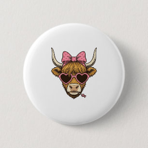 Cute Highland Cow Heart Glasses Vintage Shirt Desi 6 Cm Round Badge