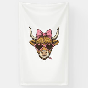 Cute Highland Cow Heart Glasses Vintage Shirt Desi Banner