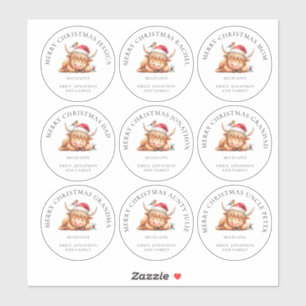 Cute Highland Cow Individual Names Merry Christmas