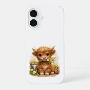 Cute Highland Cow iPhone 16 Case Kawaii