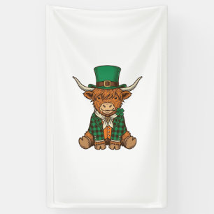 Cute Highland Cow Irish Clover Vintage Shirt Desig Banner