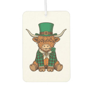 Cute Highland Cow Irish Clover Vintage Shirt Desig Car Air Freshener