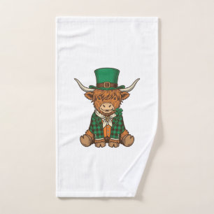 Cute Highland Cow Irish Clover Vintage Shirt Desig Hand Towel