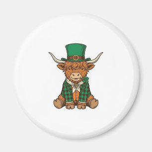 Cute Highland Cow Irish Clover Vintage Shirt Desig Magnet