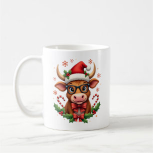 Cute Highland Cow Lover Santa Hat Western Christma Coffee Mug
