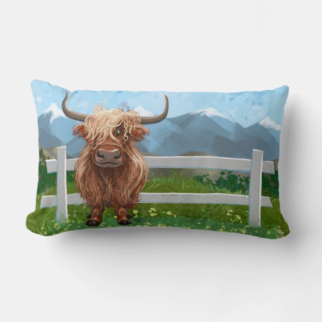 Cute Highland Cow Lumbar Cushion (Front)