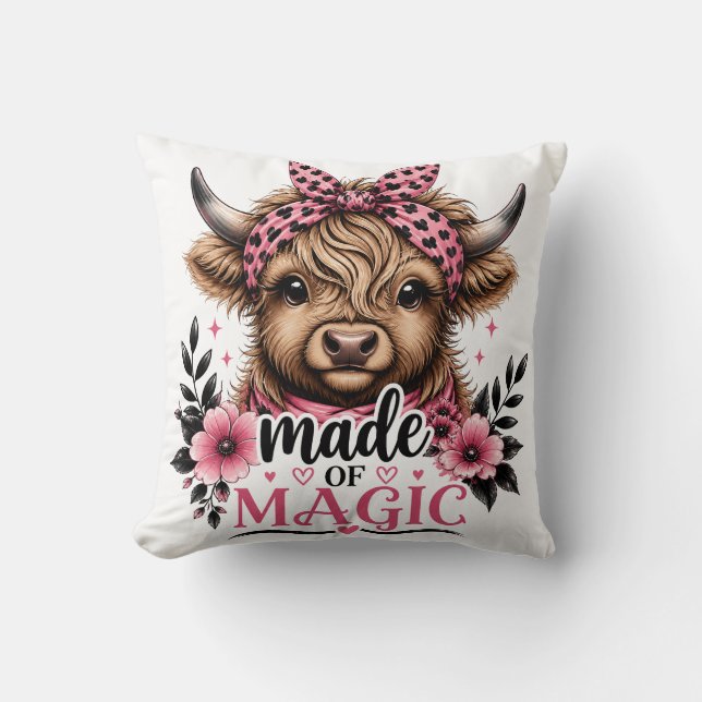Cute Highland Cow Made of Magic Graphic Cushion (Front)