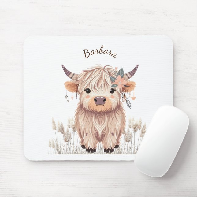Cute Highland Cow Mouse Pad (With Mouse)