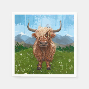 Cute Highland Cow Party Napkin