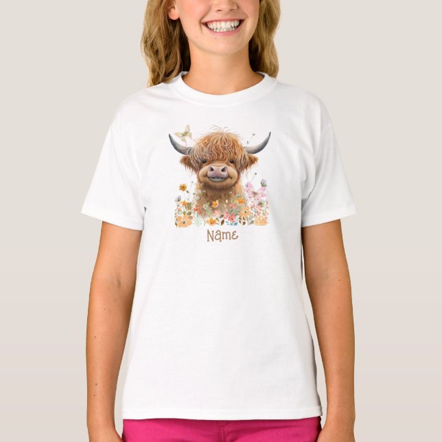 Cute Highland Cow Personalised T-Shirt (Front)