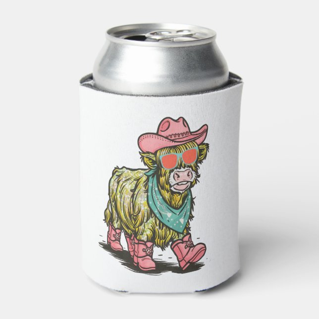 Cute Highland Cow Png, Western Can Cooler (Can Front)