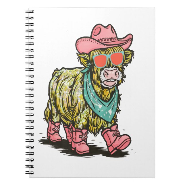 Cute Highland Cow Png, Western Notebook (Front)